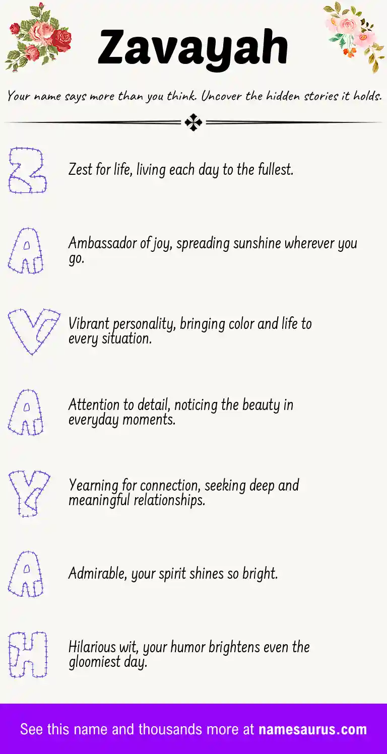 Acrostic poem about Zavayah.