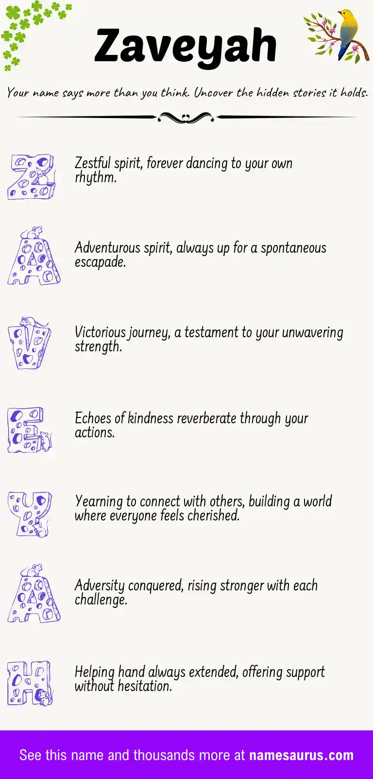 Acrostic poem about Zaveyah.