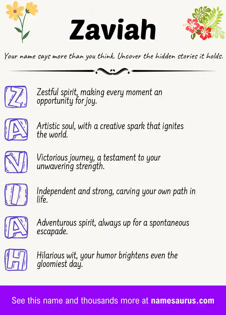 Acrostic poem about Zaviah.