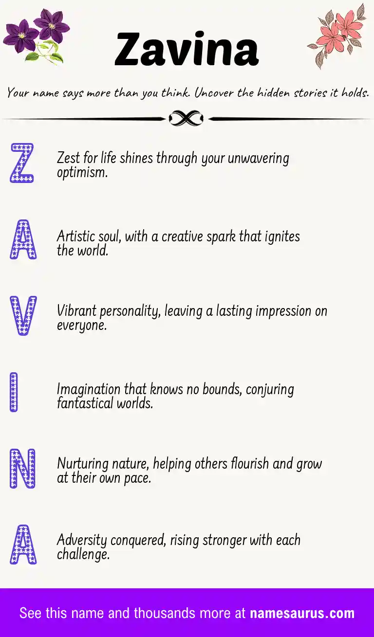 Acrostic poem about Zavina.