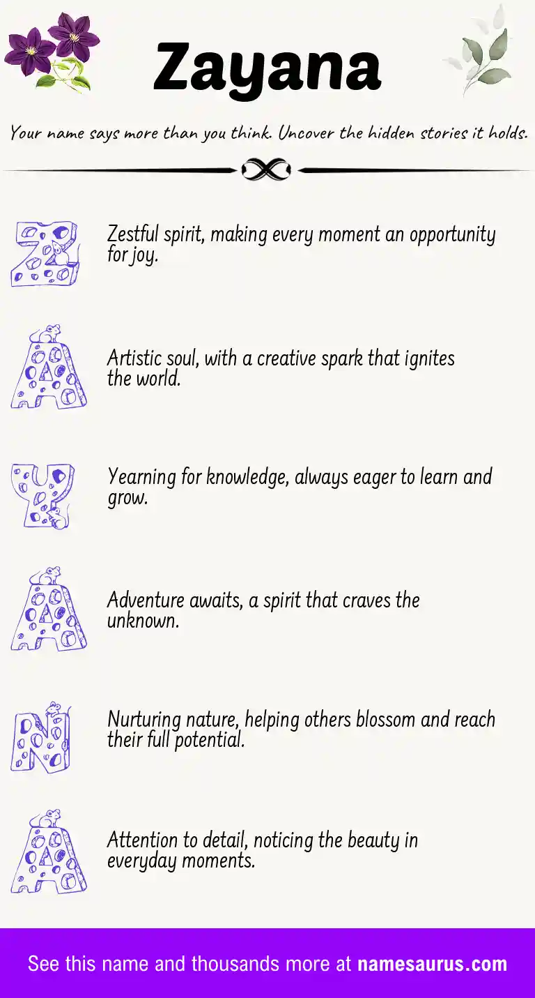 Acrostic poem about Zayana.