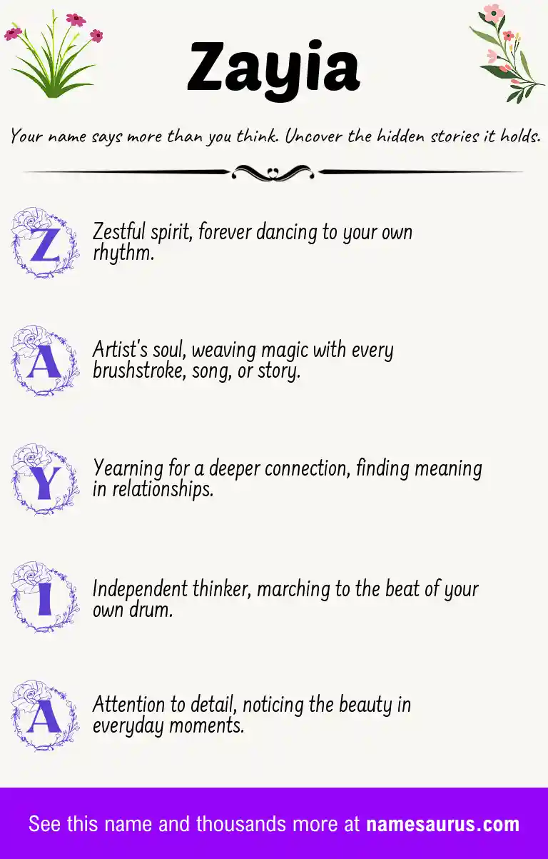 Acrostic poem about Zayia.