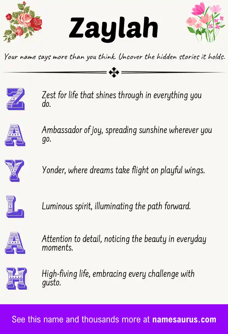Acrostic poem about Zaylah.