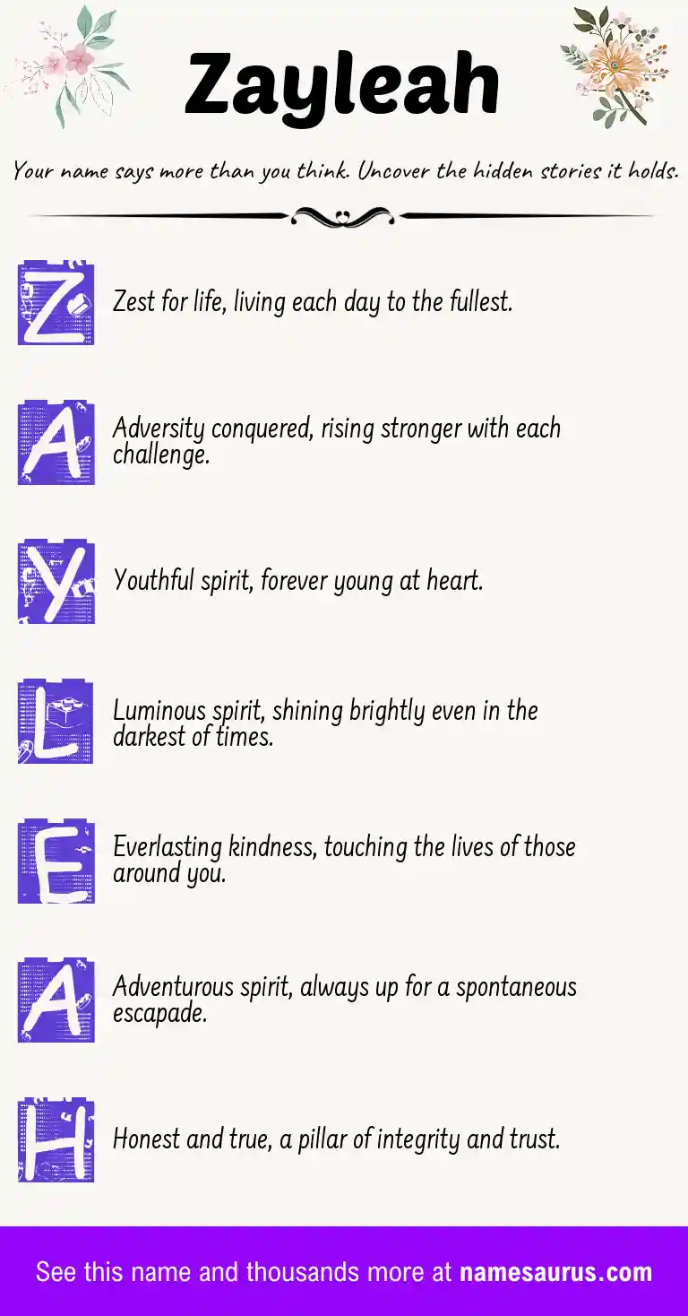 Acrostic poem about Zayleah.