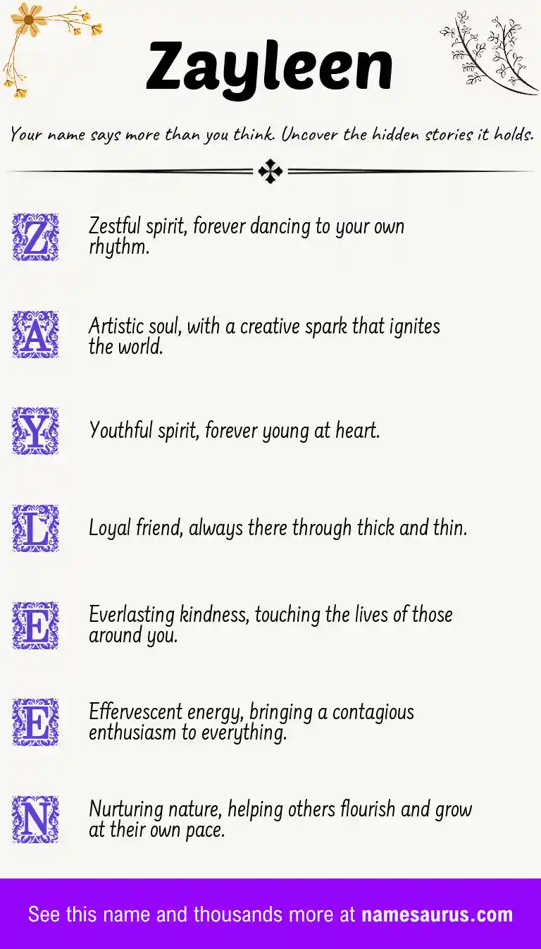 Acrostic poem about Zayleen.