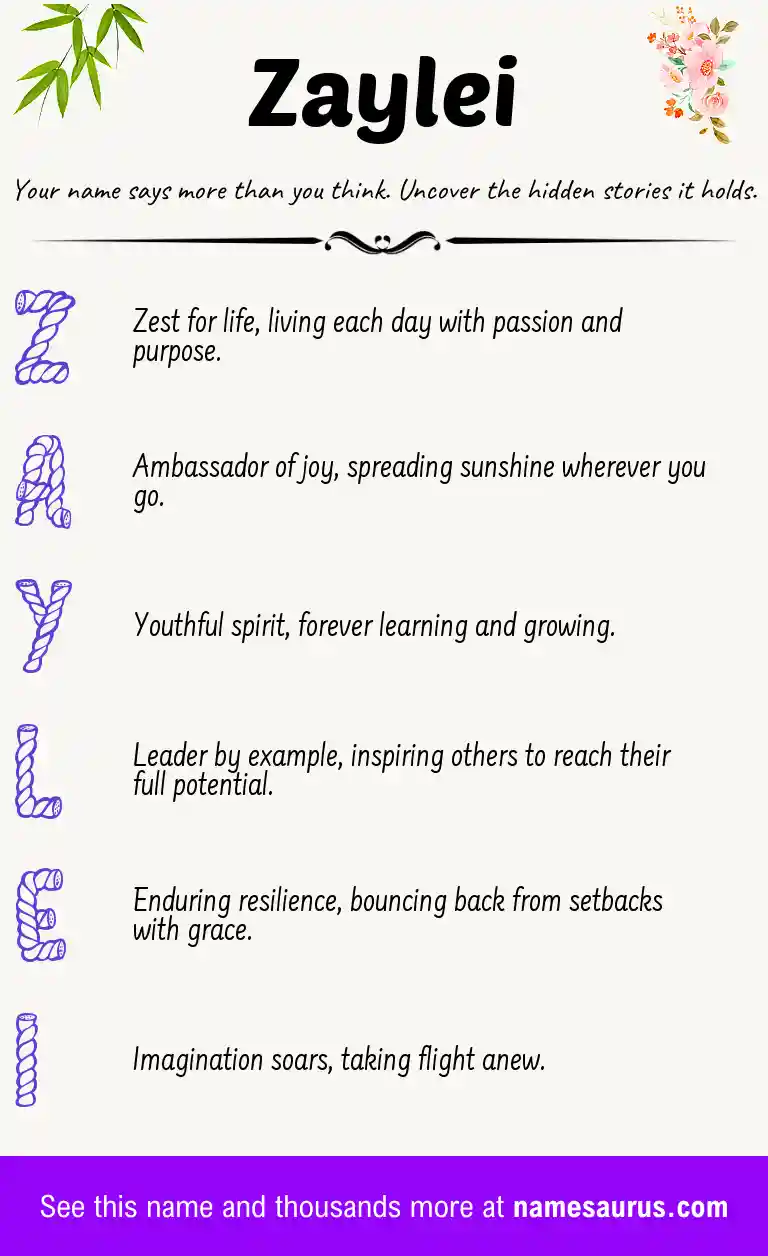 Acrostic poem about Zaylei.