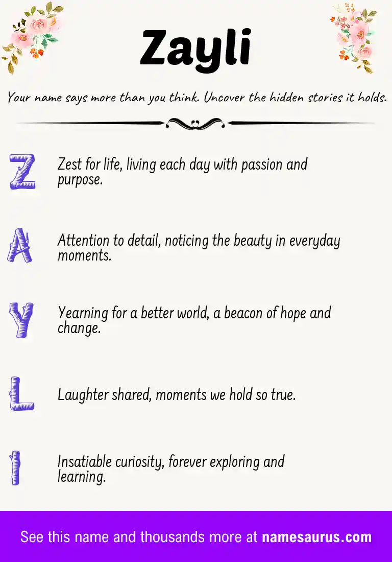 Acrostic poem about Zayli.
