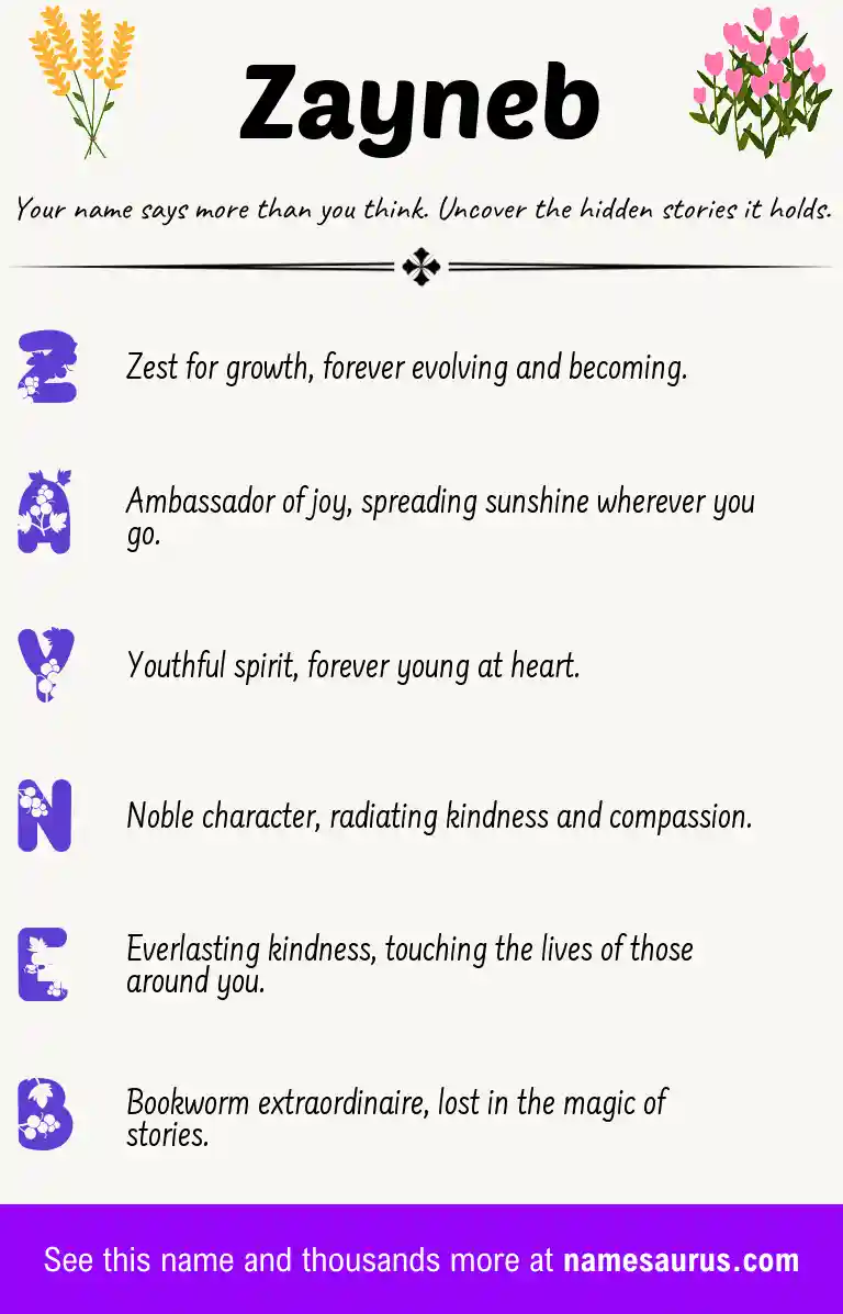 Acrostic poem about Zayneb.