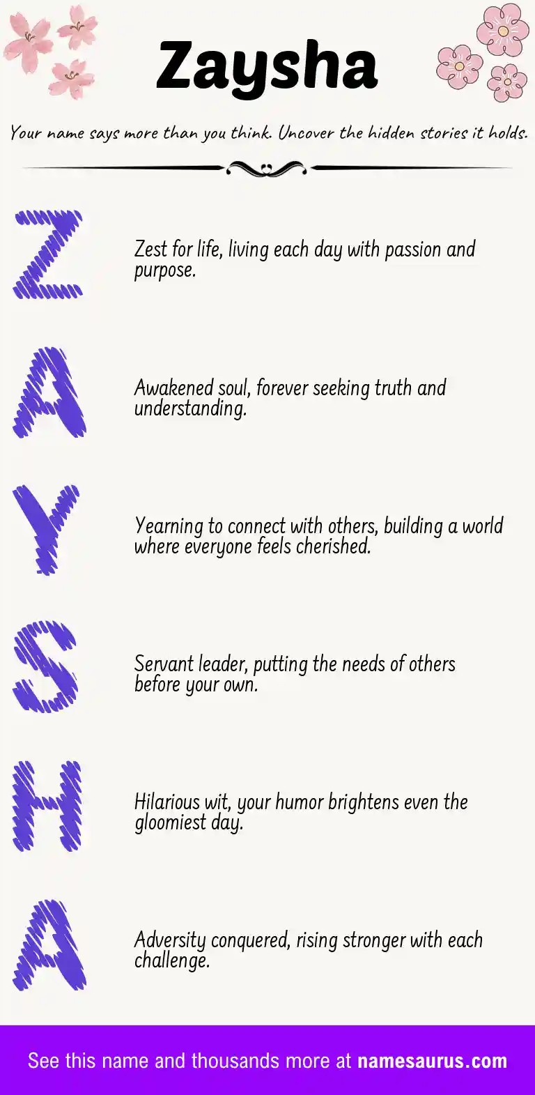 Acrostic poem about Zaysha.