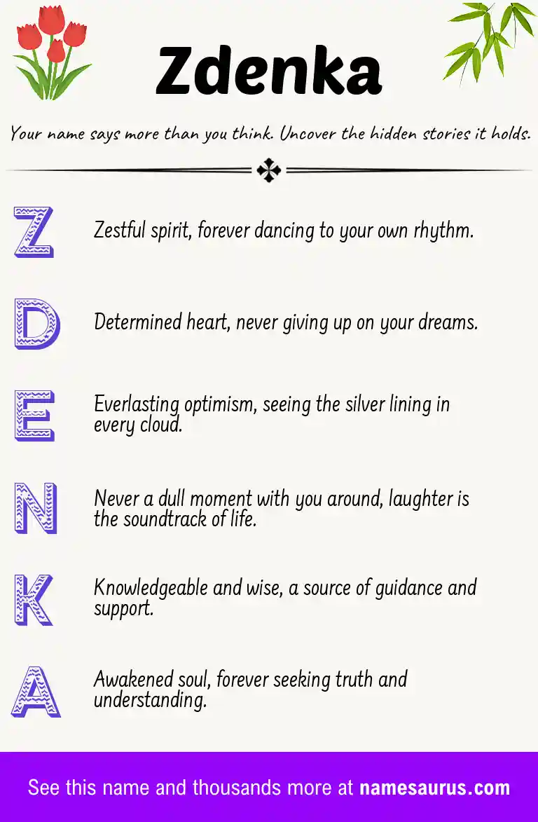 Acrostic poem about Zdenka.