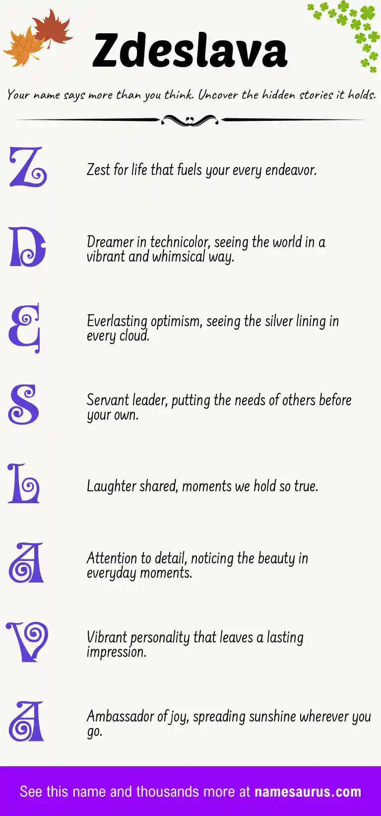 Acrostic poem about Zdeslava.