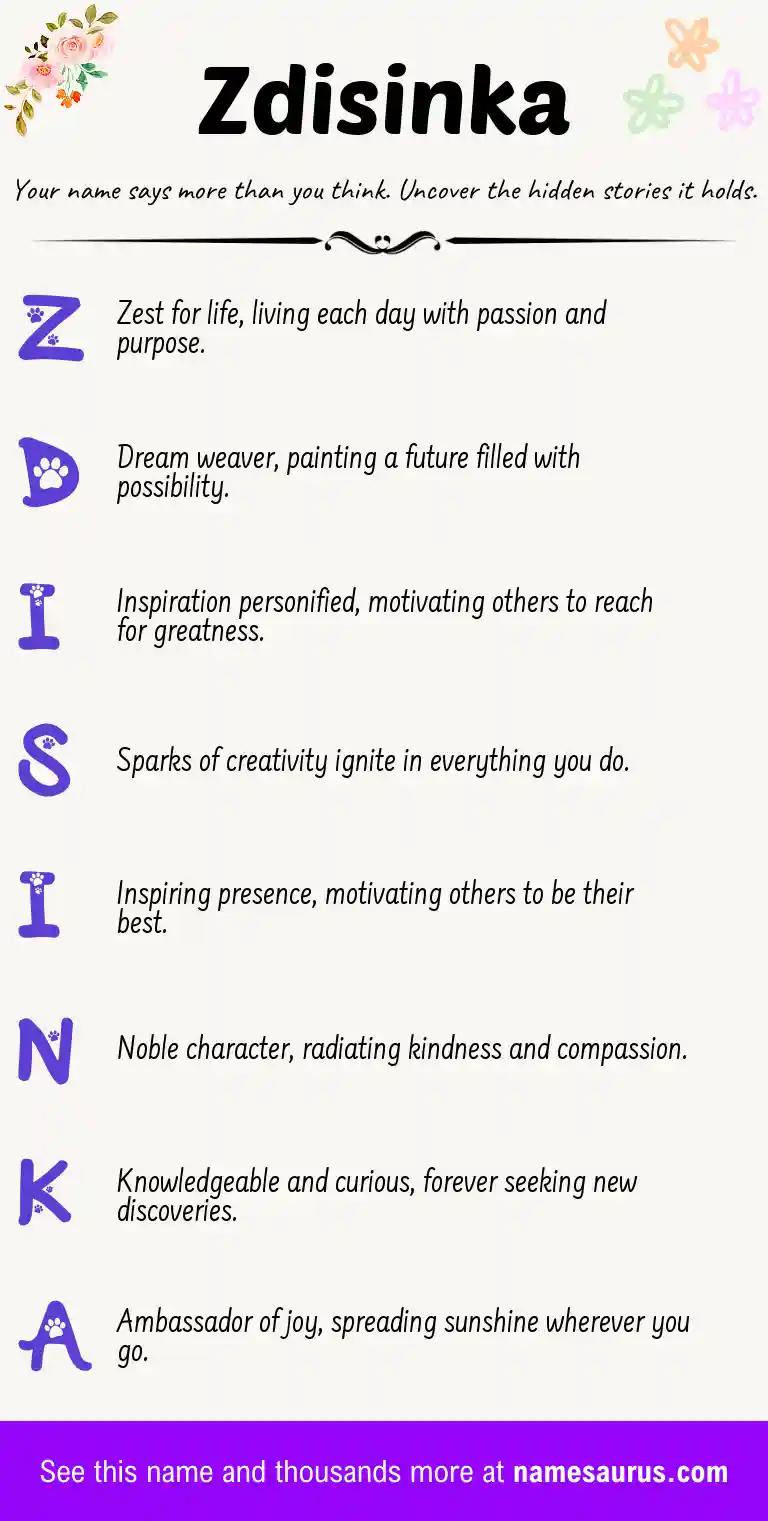 Acrostic poem about Zdisinka.
