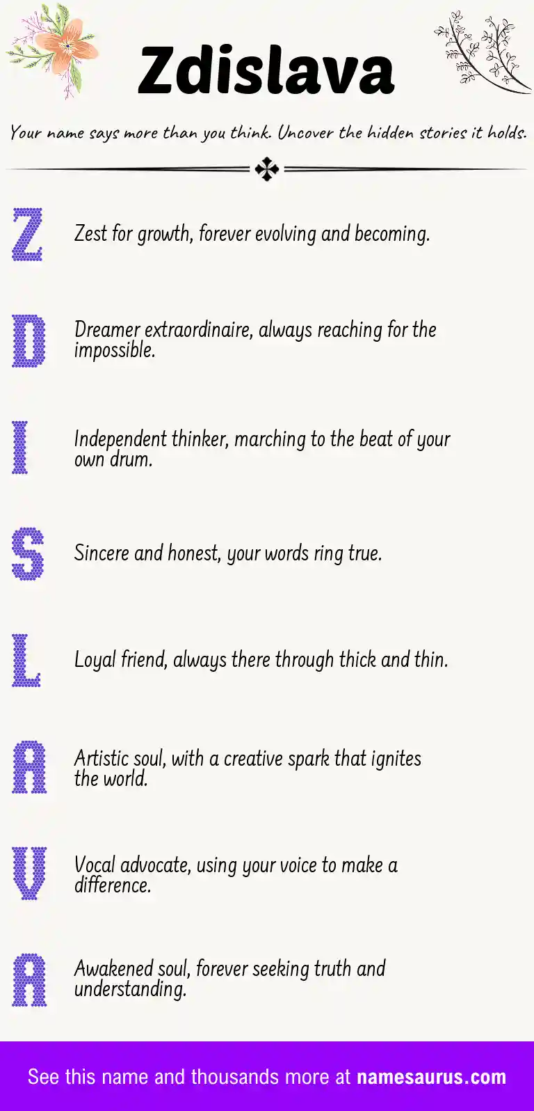 Acrostic poem about Zdislava.