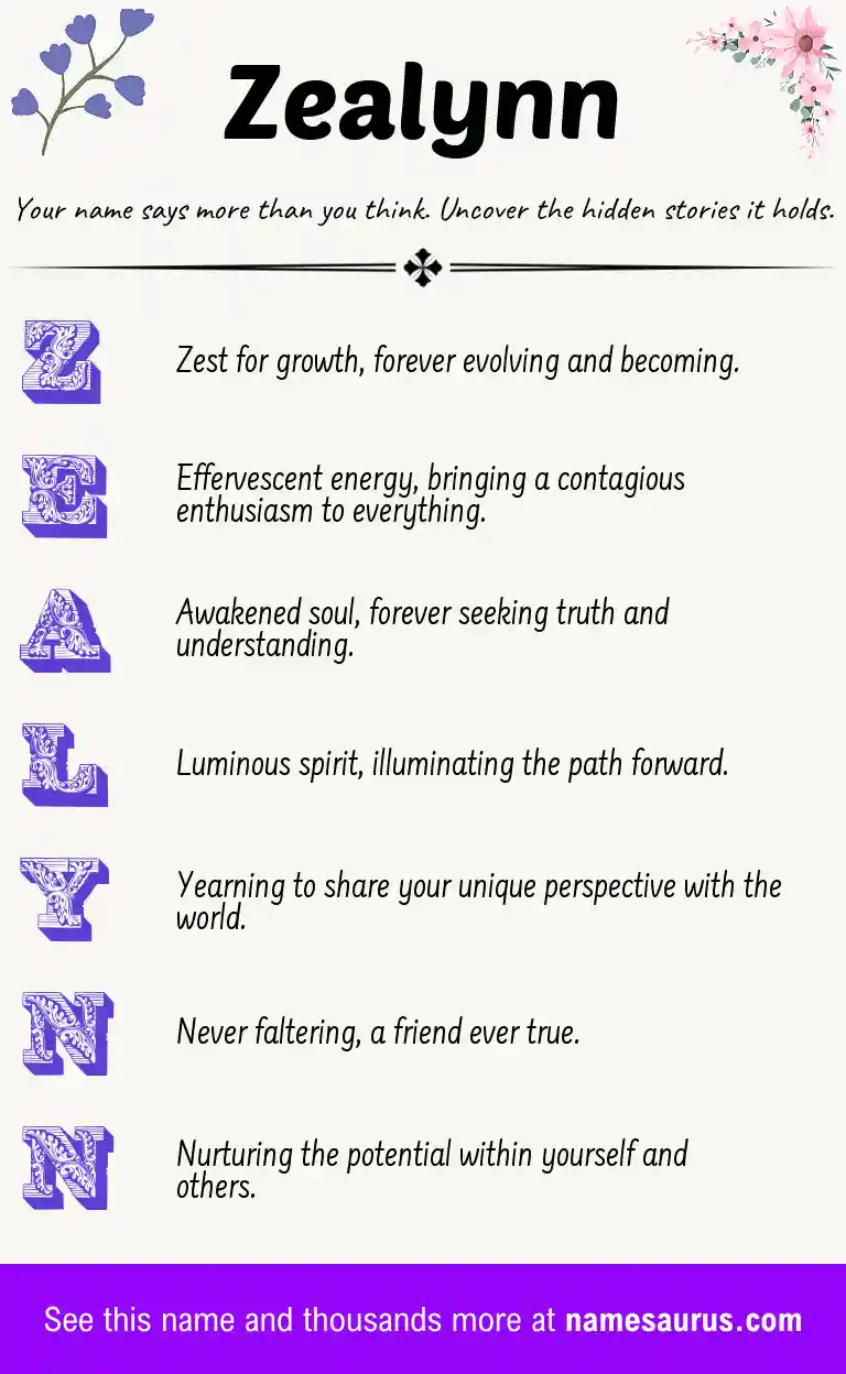 Acrostic poem about Zealynn.