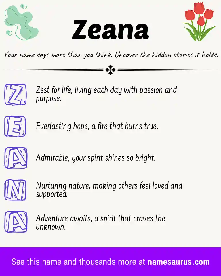 Acrostic poem about Zeana.