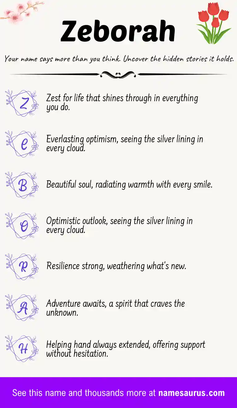 Acrostic poem about Zeborah.