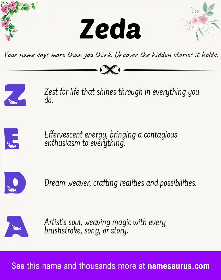 Acrostic poem about Zeda.