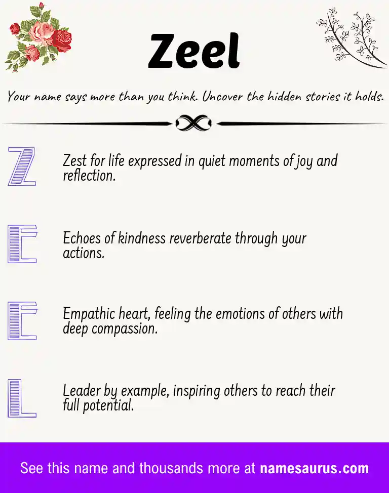 Acrostic poem about Zeel.