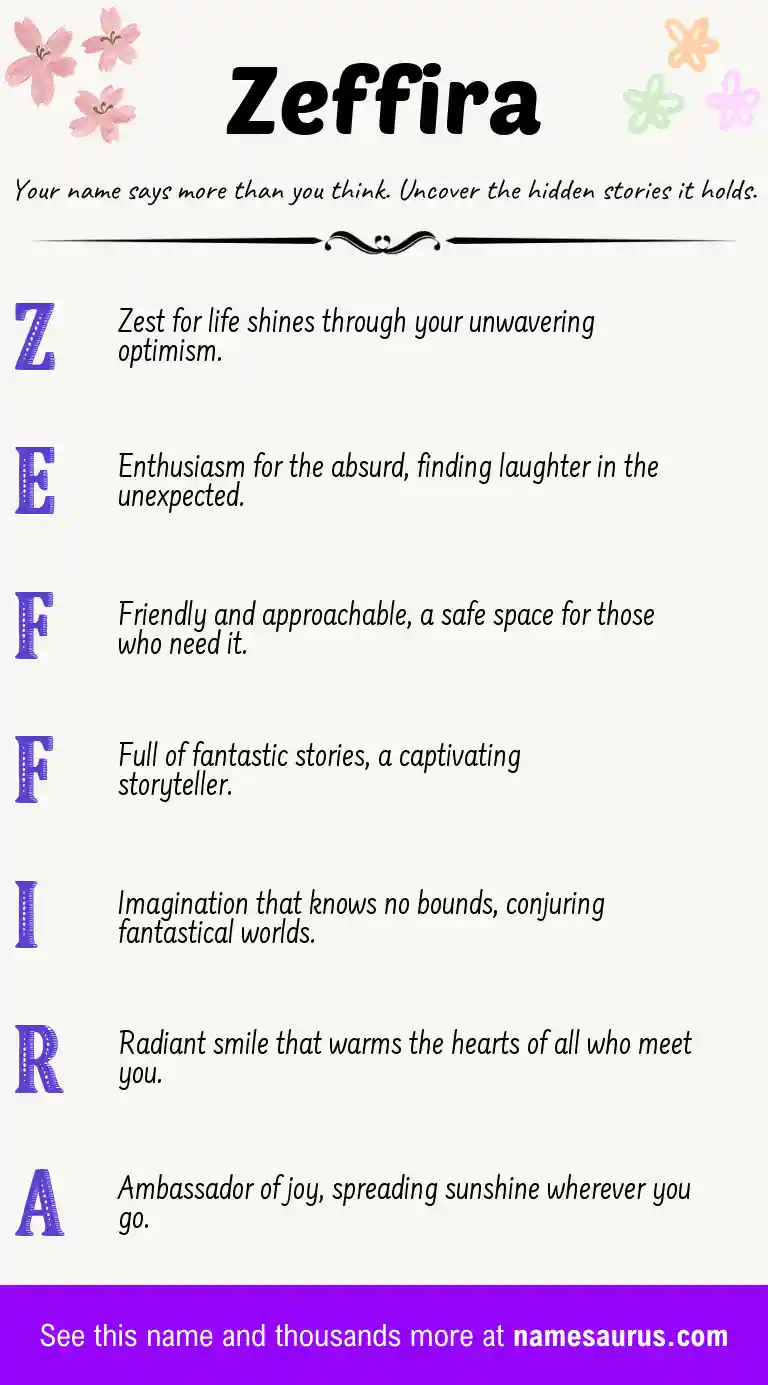 Acrostic poem about Zeffira.