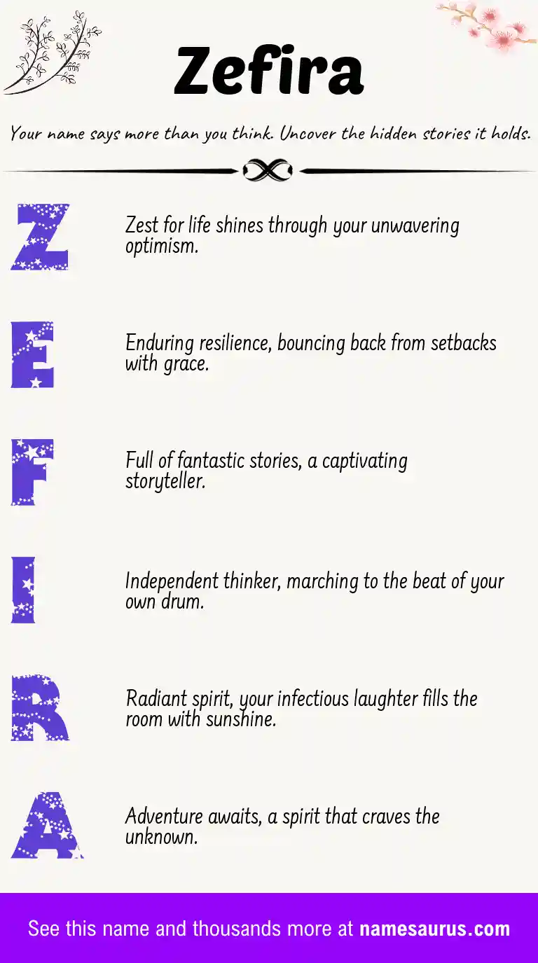 Acrostic poem about Zefira.