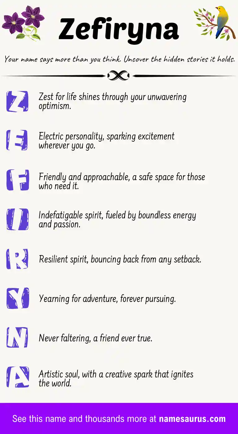 Acrostic poem about Zefiryna.