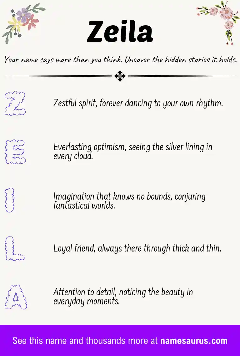Acrostic poem about Zeila.