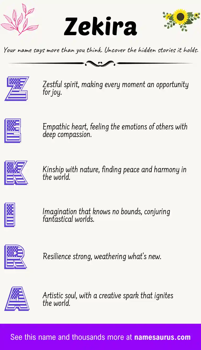 Acrostic poem about Zekira.