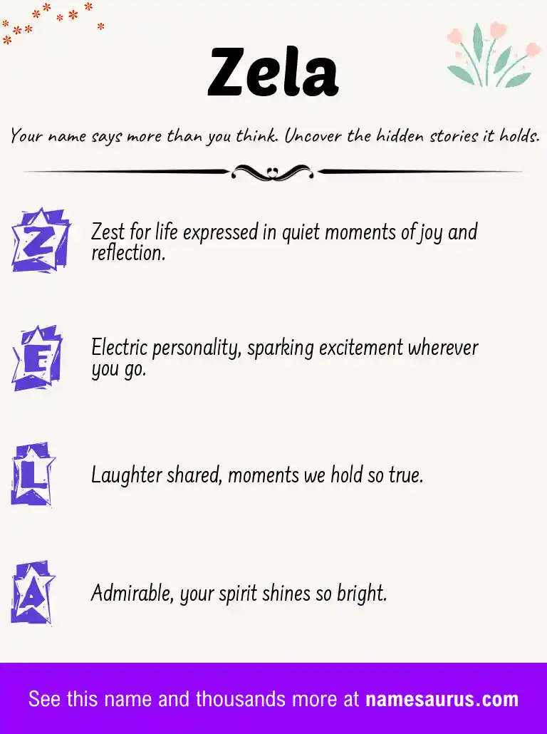 Acrostic poem about Zela.