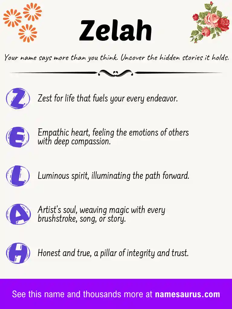 Acrostic poem about Zelah.