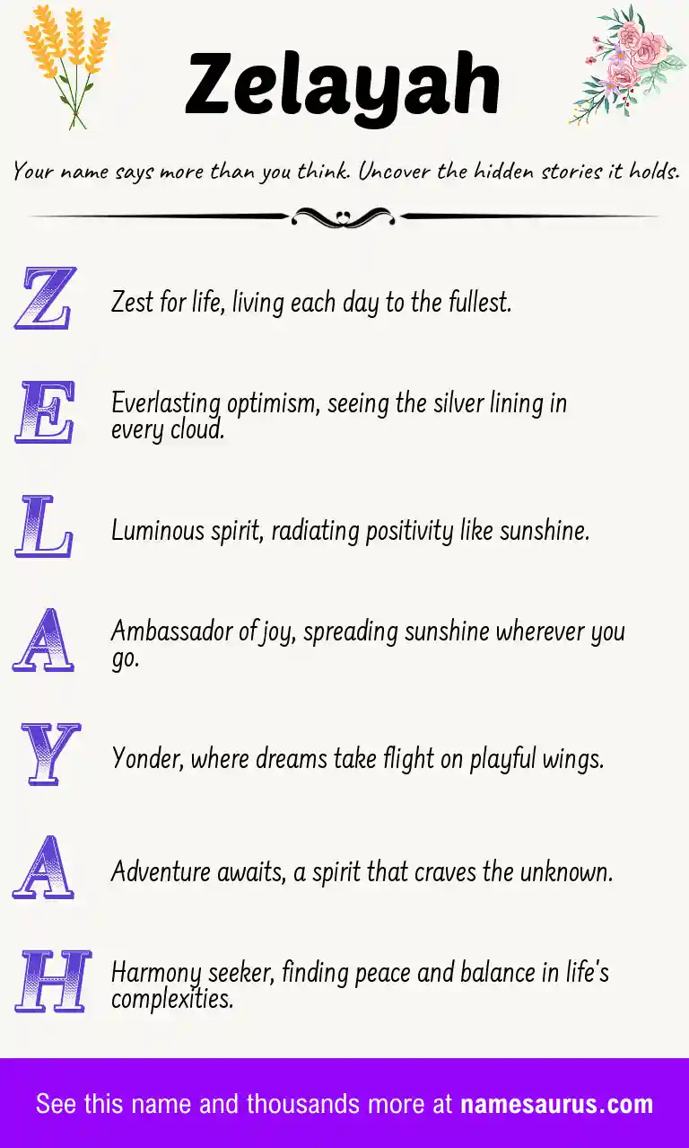 Acrostic poem about Zelayah.