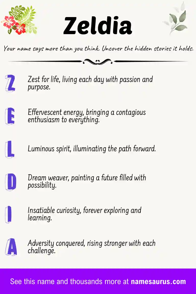 Acrostic poem about Zeldia.