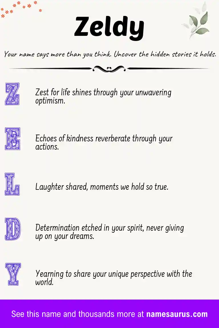 Acrostic poem about Zeldy.