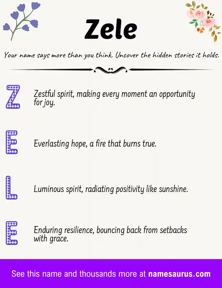 Acrostic poem about Zele.