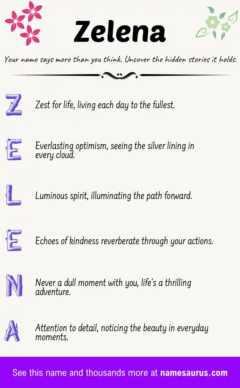 Acrostic poem about Zelena.