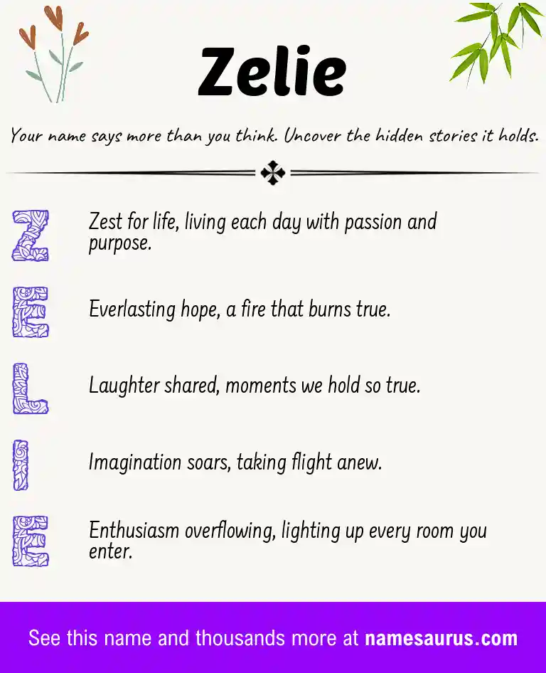Acrostic poem about Zelie.