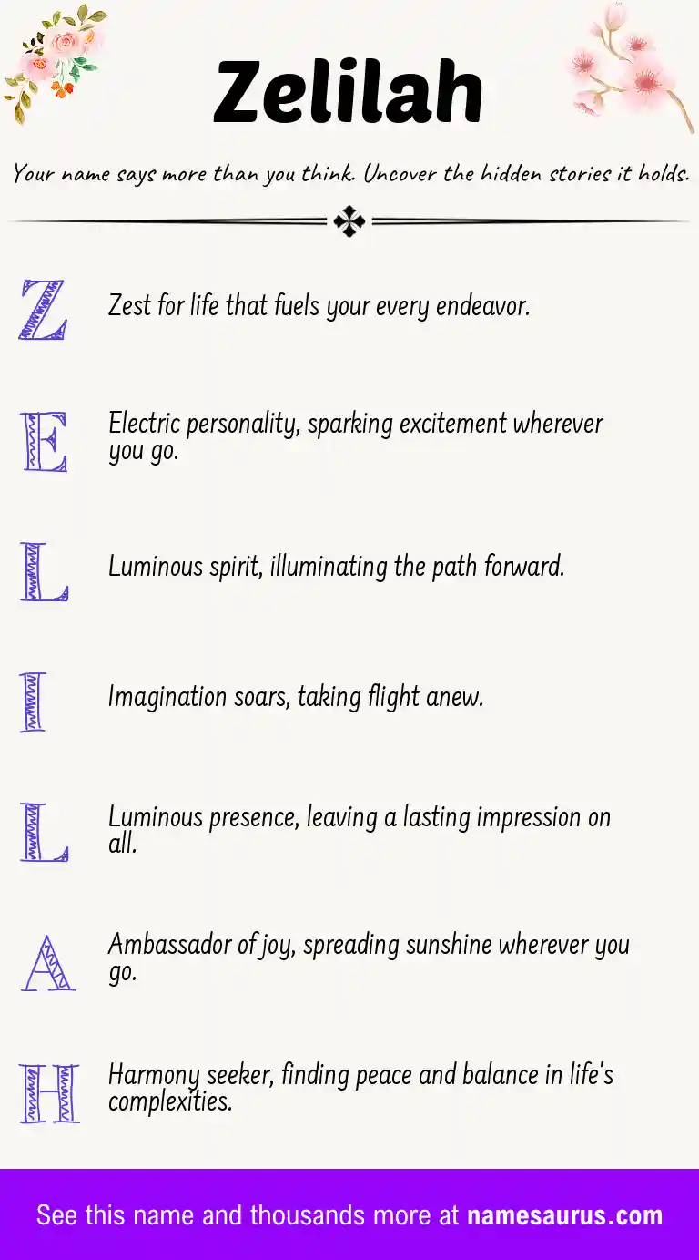 Acrostic poem about Zelilah.