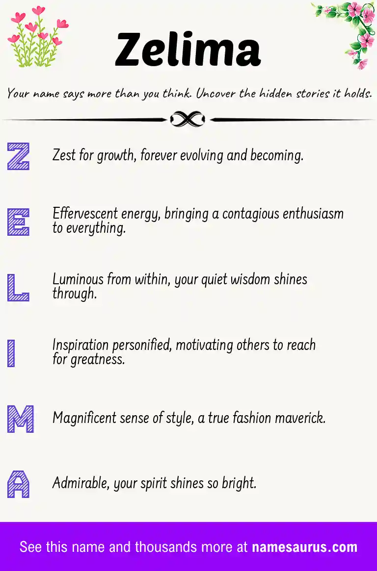 Acrostic poem about Zelima.