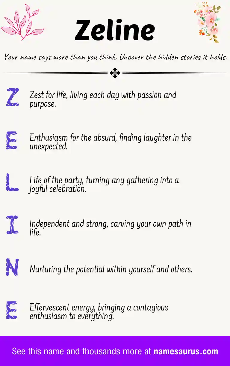 Acrostic poem about Zeline.