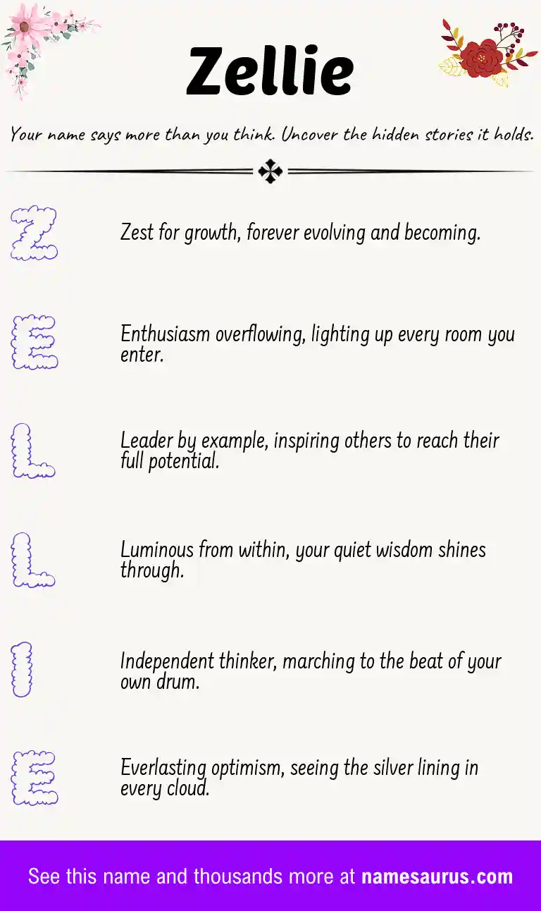Acrostic poem about Zellie.