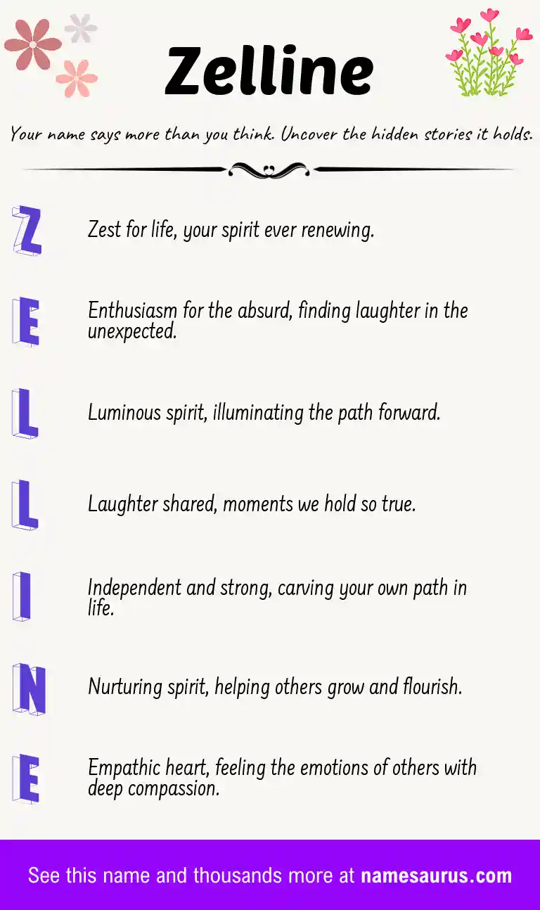 Acrostic poem about Zelline.