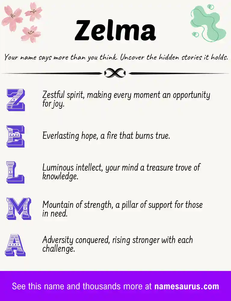 Acrostic poem about Zelma.