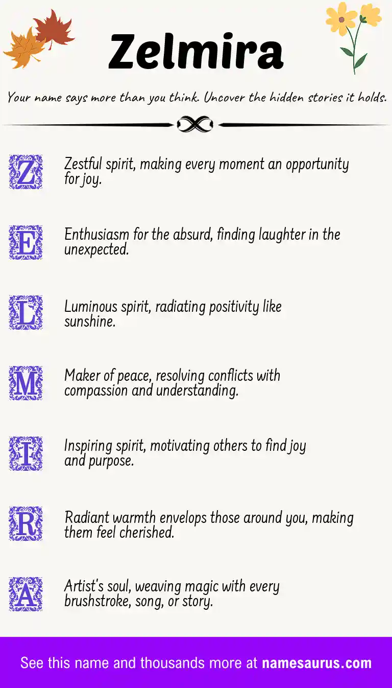 Acrostic poem about Zelmira.