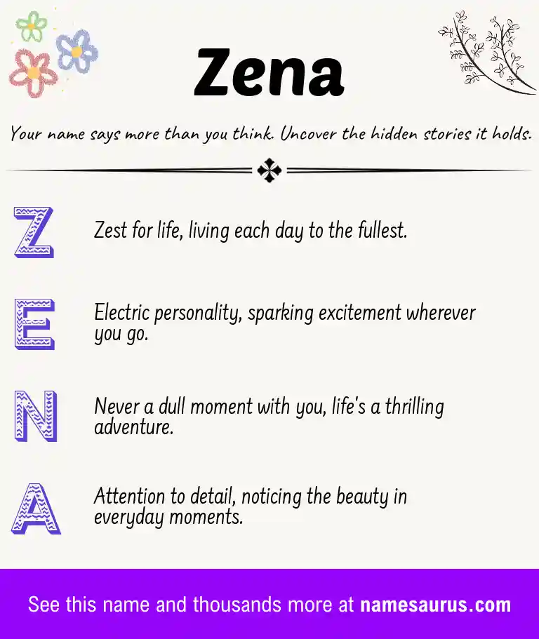 Acrostic poem about Zena.