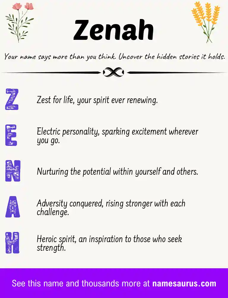 Acrostic poem about Zenah.