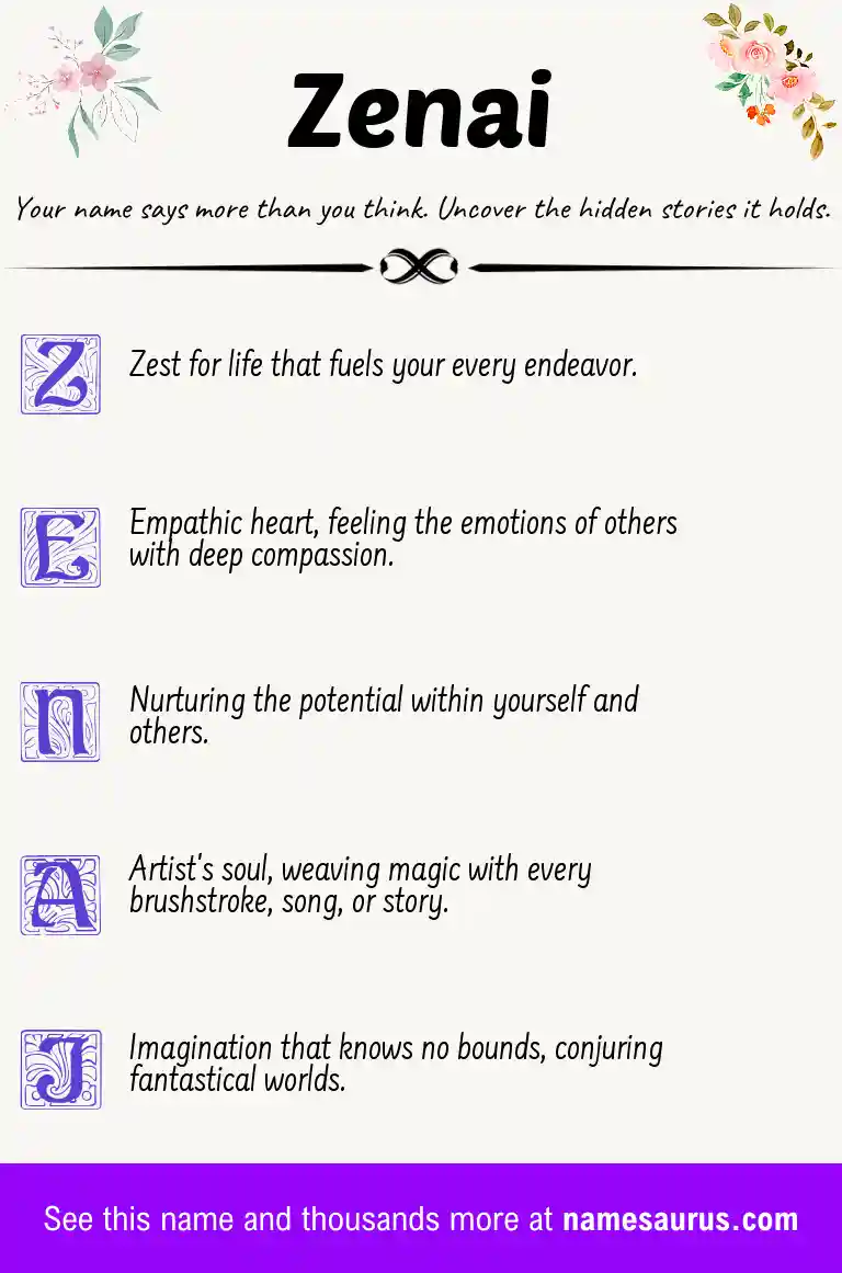 Acrostic poem about Zenai.