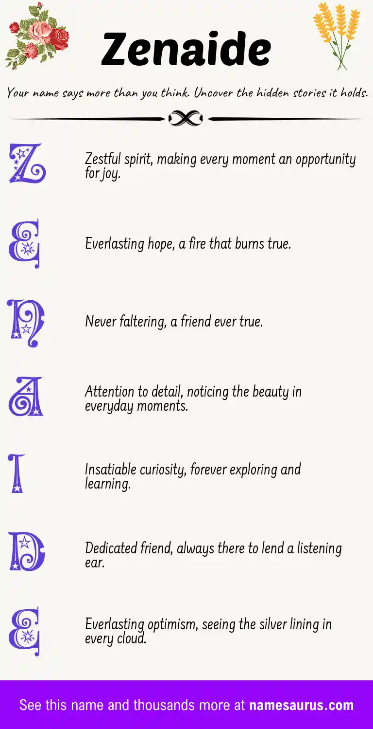 Acrostic poem about Zenaide.