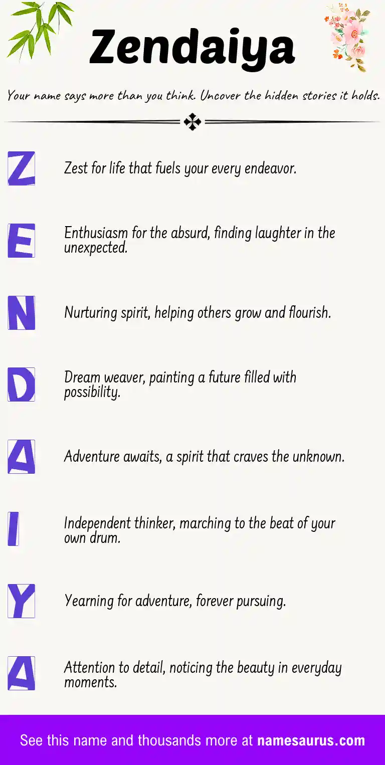Acrostic poem about Zendaiya.