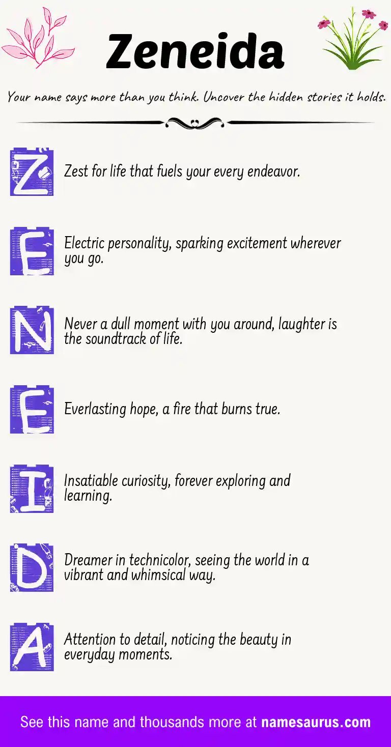 Acrostic poem about Zeneida.