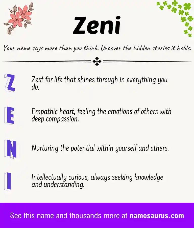 Acrostic poem about Zeni.