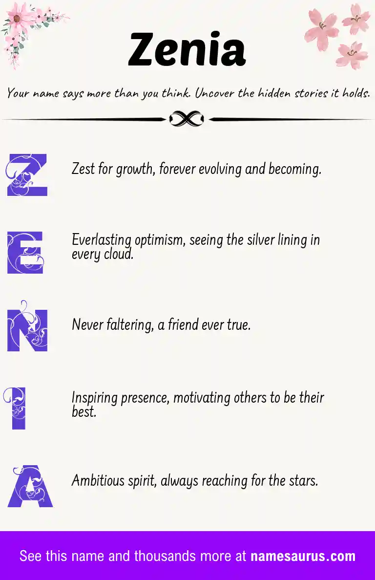 Acrostic poem about Zenia.